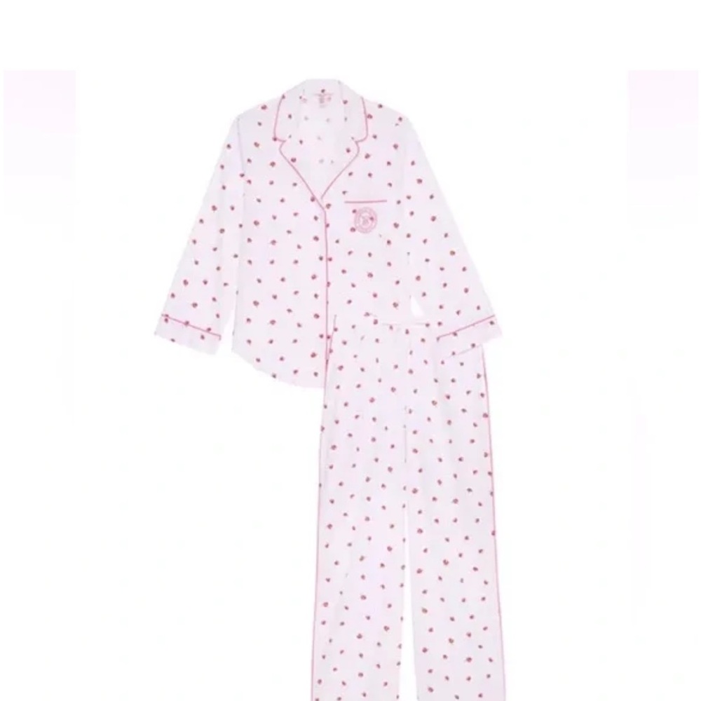 Victoria's Secret White Pajama Set with Pink Accents - Picture 3 of 4